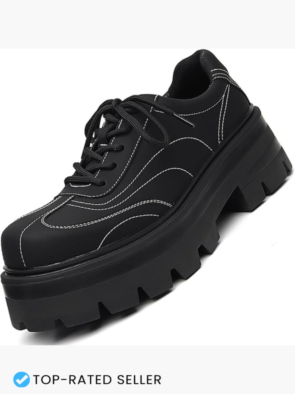 Men's Chunky Platform Oxfords Height Boosting Lace Up Dress Sneakers Party Prom